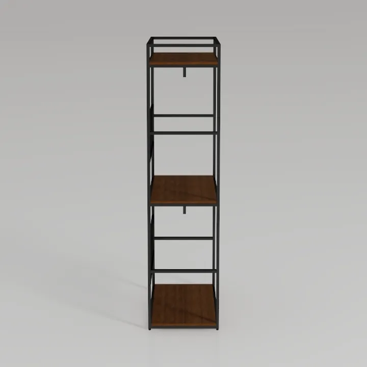Industrial Metal Solid Wood Open Bookshelf Storage 3D Model