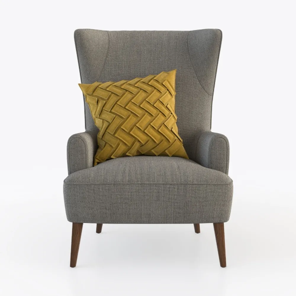 Modern Accent Chair, Soft Linen Upholstered