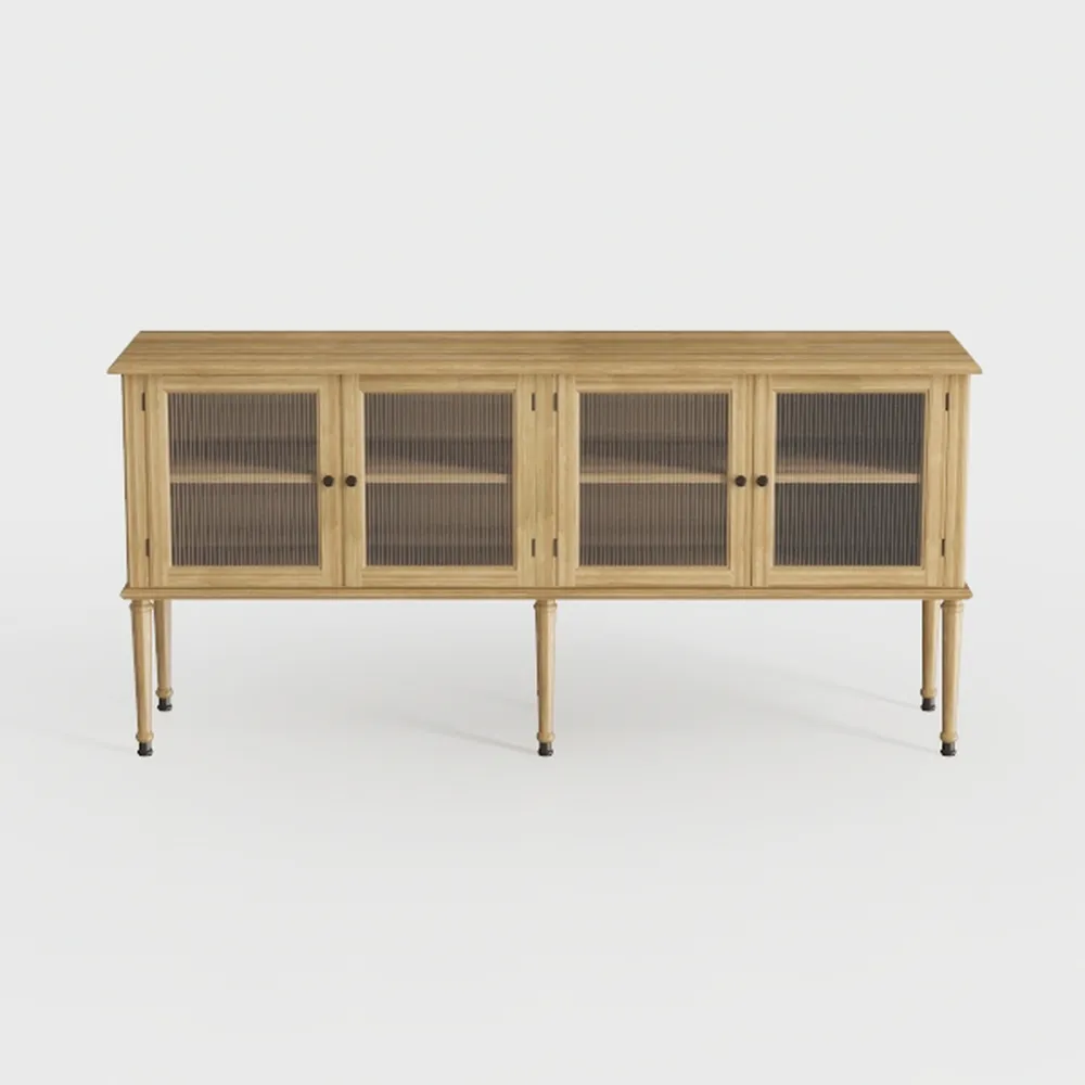 SICOTAS Rattan Sideboard Buffet Cabinet with Open