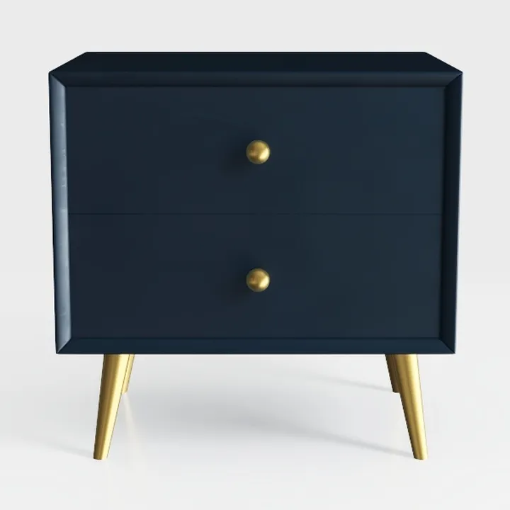 Linon Lennon Modern Navy Two Drawer Nightstand