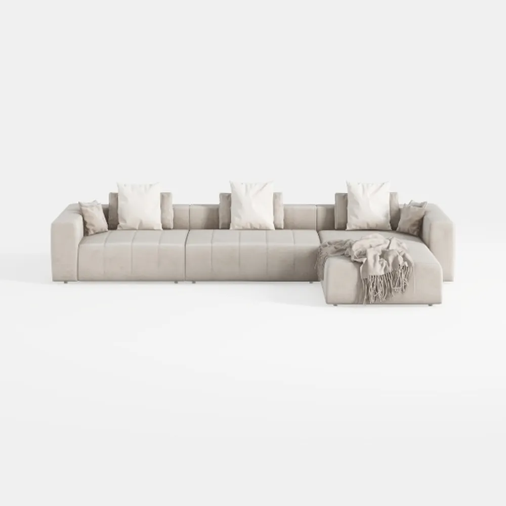 MAKLAINE Modern/Contemporary Cream Velvet Modular