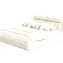 Minimalist Modern Leather Upholstered King Size Bed 3D Model Left 45 Degree View