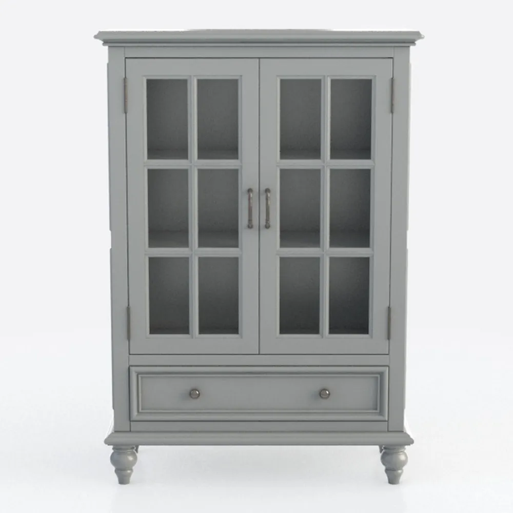 Buffet Cabinet with Glass Doors and Drawer, Modern