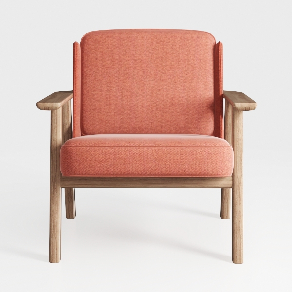 Mid-Century Modern Accent Chair with Solid Wood