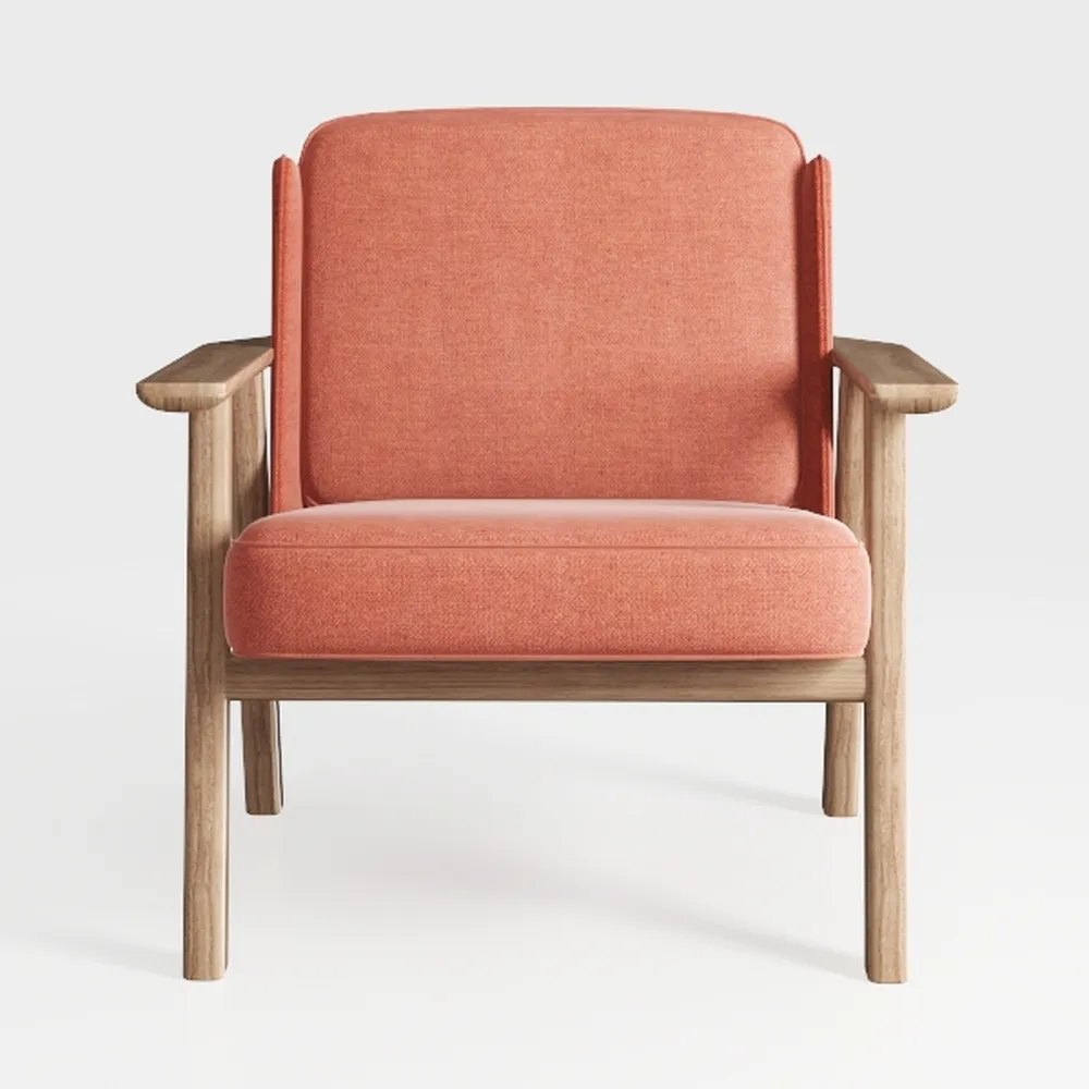 Mid-Century Modern Accent Chair with Solid Wood