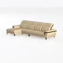 Modern Fabric L Shaped Sectional Sofa with Black Metal Legs 3D Model Left 45 Degree View