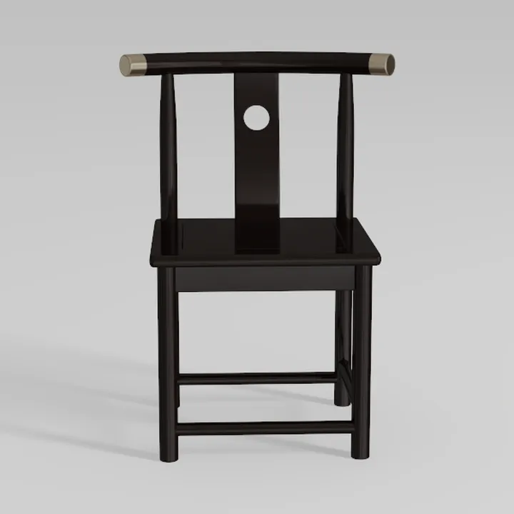 Minimalist Solid Wood Brass Accent Dining Chair 3D Model