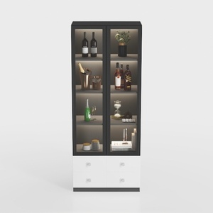 Modern Minimalist Glass Door Display Cabinet With Drawers 3D Model