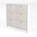 Minimalist White Solid Wood 6 Drawer Dresser 3D Model Left 45 Degree View