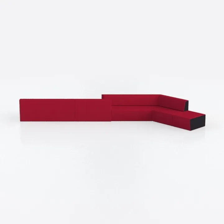 Modern Red Fabric L Shape Sectional Sofa 3D Model