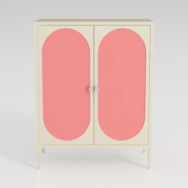 2 Doors Locker Metal Storage Cabinet (Mesh Door