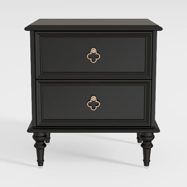Vintage Black Solid Wood Two Drawer Nightstand 3D Model | Homestyler ...