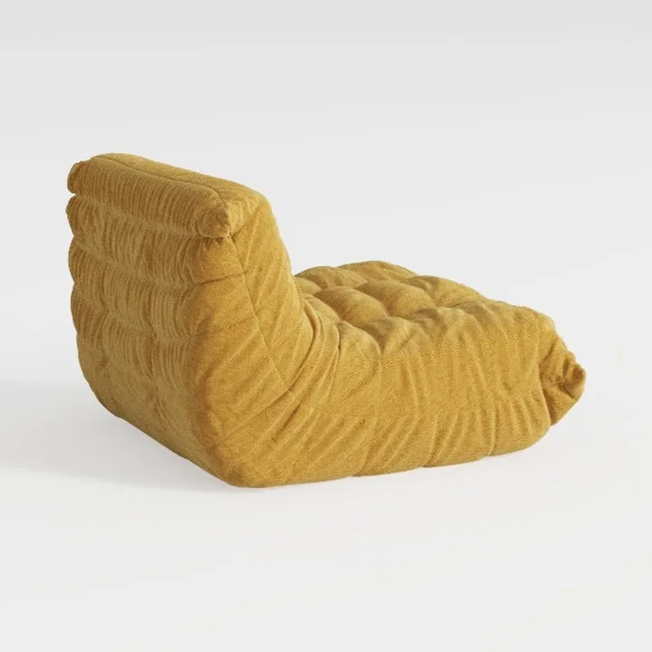 Minimalist Mustard Fabric Tufted Lounge Chair 3D Model