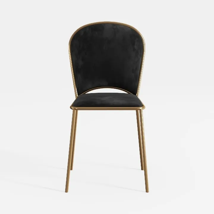 Modern Black Velvet Gold Metal Frame Dining Chair 3D Model