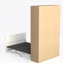 Minimalist Solid Wood Fabric Wall Mounted Folding Bed 3D Model Left 45 Degree View