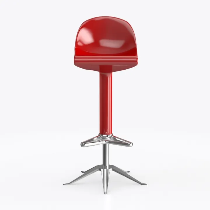 Modern Glossy Red Plastic Metal Bar Stool 3D Model