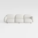 Minimalist Boucle Fabric Curved Sofa 3 Seat Sofa 3D Model Front View
