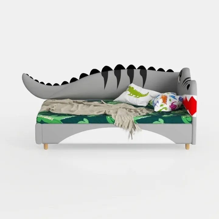 Cartoon Dinosaur Shaped Kids Daybed With Fun Printed Bedding 3D Model