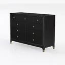 Fluted Dresser for Bedroom with 9 Drawers, 57" Mid Left 45 Degree View