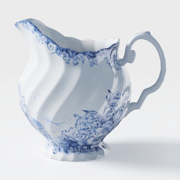 Ceramic Pitcher Vase, Blue and White Jug for Home