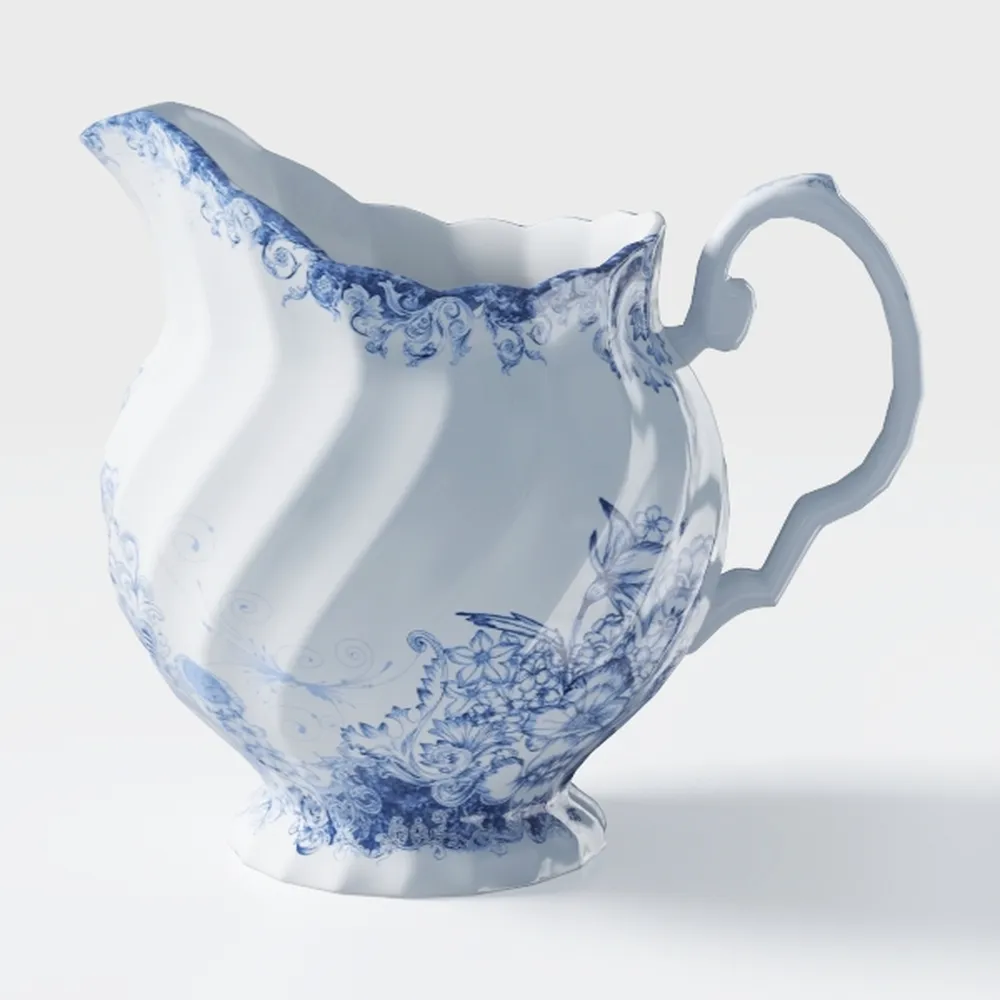 Ceramic Pitcher Vase, Blue and White Jug for Home