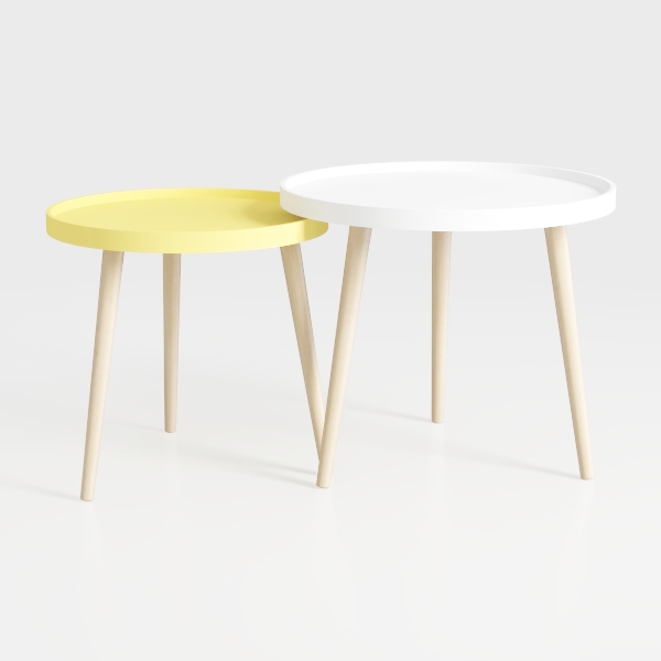 Modern Minimalist Solid Wood Round Nesting Coffee Tables 3D Model ...