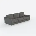 Minimalist Fabric Three Seater Sofa With Metal Legs 3D Model Right 45 Degree View