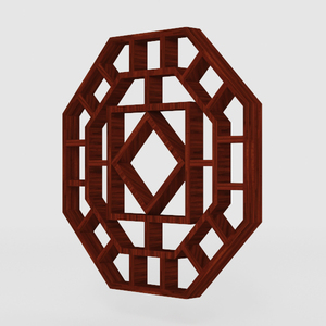 Traditional Solid Wood Octagonal Carved Window Panel Decorative 3D Model
