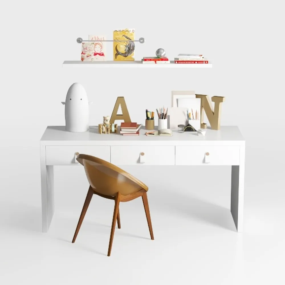 Scrivania Moderna per Computer Nera, Semplice Tavolo da Studio per Ufficio Domestico con 2 cassetti portaoggetti, scrivania da 39" per Piccoli spazi, Design ergonomico, Ideale per casa o uff