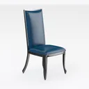 Modern Navy Blue Leather Upholstered Dining Chair 3D Model Right 45 Degree View