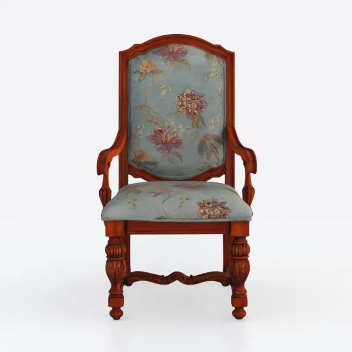 Armchair French Antique Style Chair Royal Baroque Retro Style in Gold Finish Deluxe Fabric in Gold Flower Pattern for Home Décor or Hotel Décor