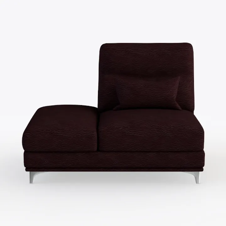 Modern Dark Fabric Upholstered Chaise Lounge with Metal Legs 3D Model