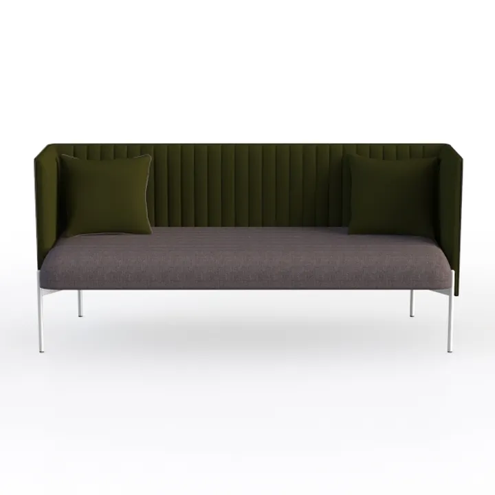 Modern Two Tone Fabric Upholstered Sofa with Throw Pillows 3D Model