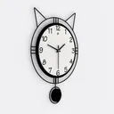 Minimalist Cute Cat Ear Pendulum Wall Clock 3D Model Right 45 Degree View
