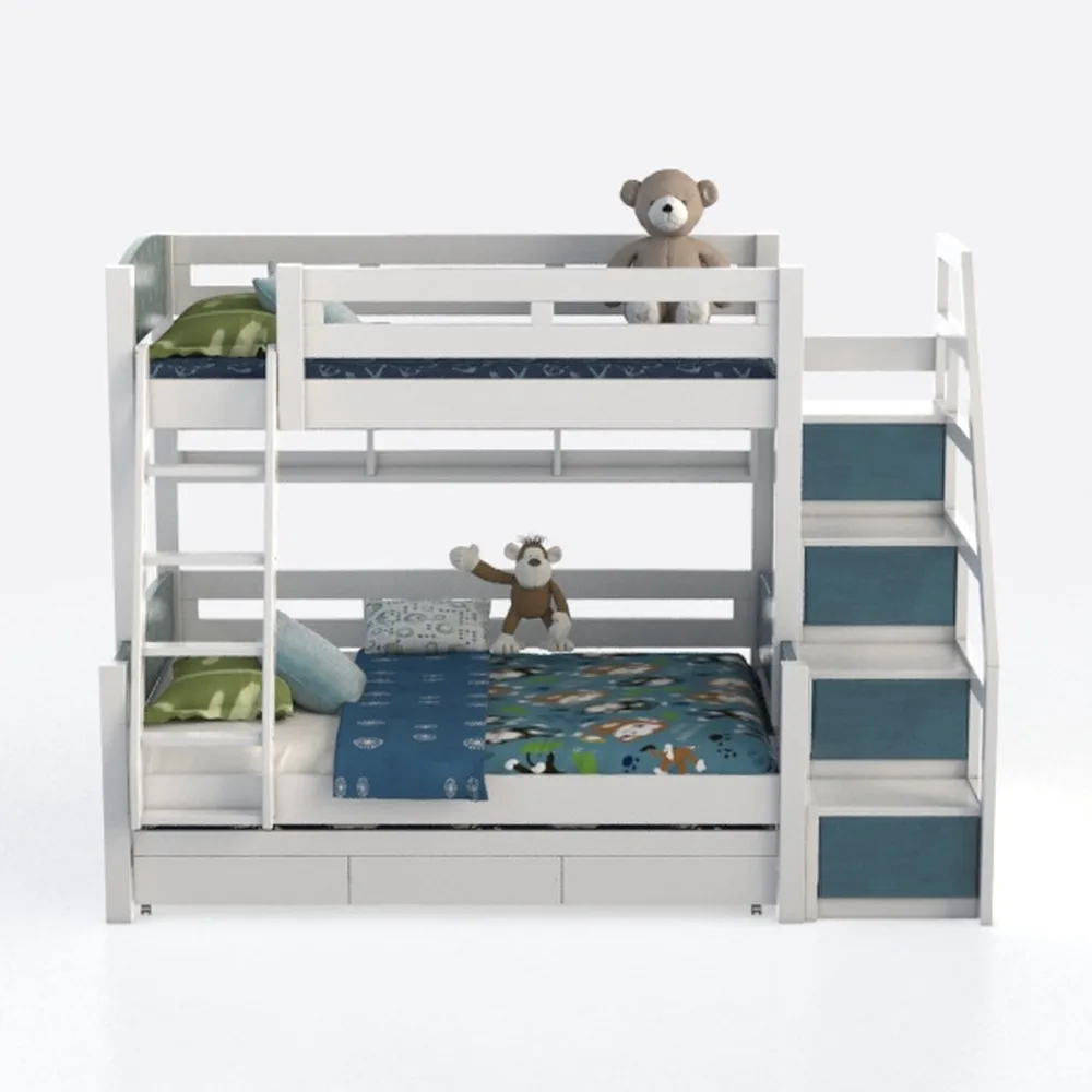 MERITLINE Twin Over Twin Bunk Bed with Slide, Wood