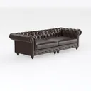 Vintage Chesterfield Brown Leather Tufted Sofa 3D Model Right 45 Degree View