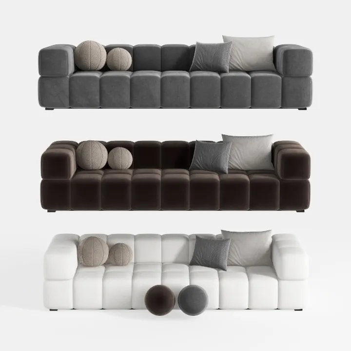 Minimalist Fabric Tufted Extra Large Sectional Sofa 3D Model