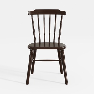 Classic Dark Solid Wood Dining Chair 3D Model