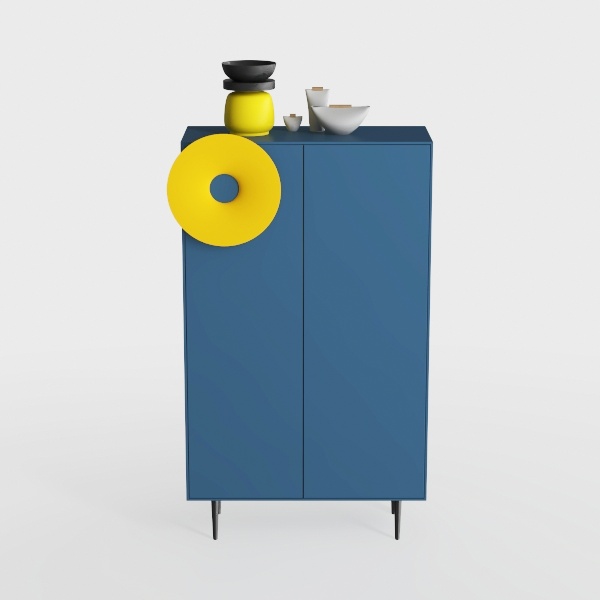 Blue Metal Storage Cabinet with 2 Doors - (47H)