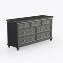 Modern Black Solid Wood 7 Drawer Dresser 3D Model Right 45 Degree View