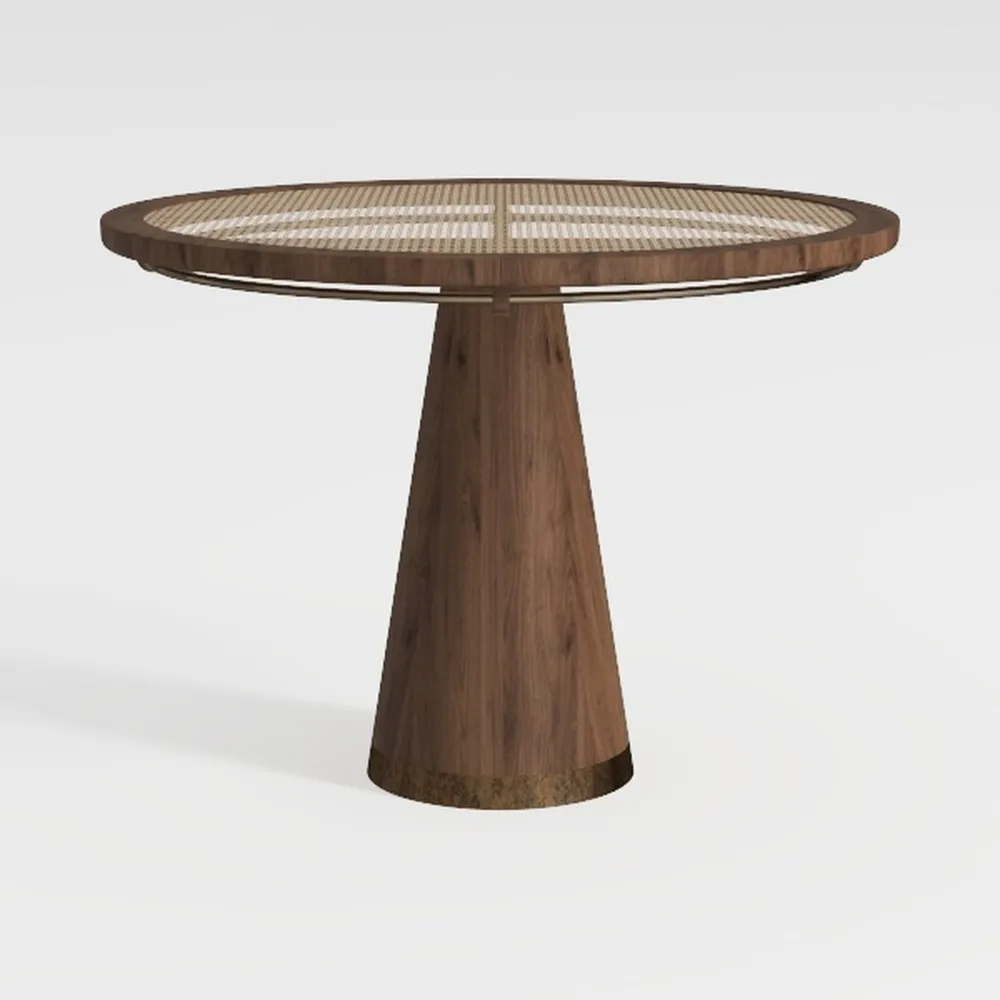 59" Black Round Dining Table, Mid-Century Modern