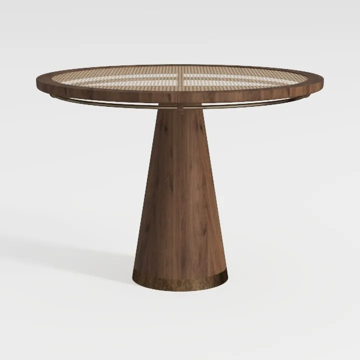 59" Black Round Dining Table, Mid-Century Modern