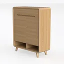 Storage Cabinet Sideboard with Rattan Doors  Left 45 Degree View
