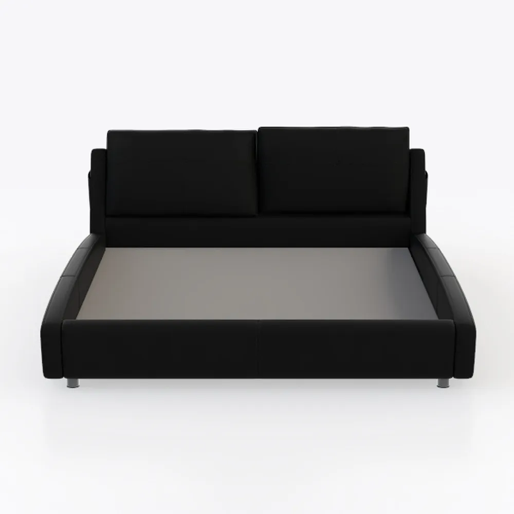 vidaXL Full-Size Bed Frame & Headboard in Black Fa