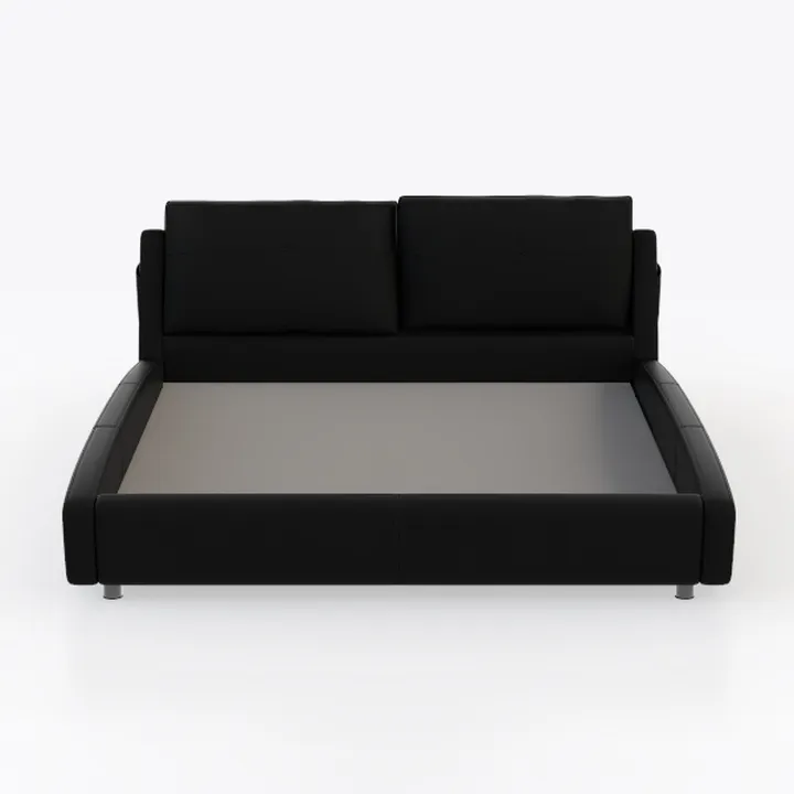vidaXL Full-Size Bed Frame & Headboard in Black Fa