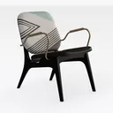 Modern Geometric Pattern Fabric Metal Armchair 3D Model Right 45 Degree View