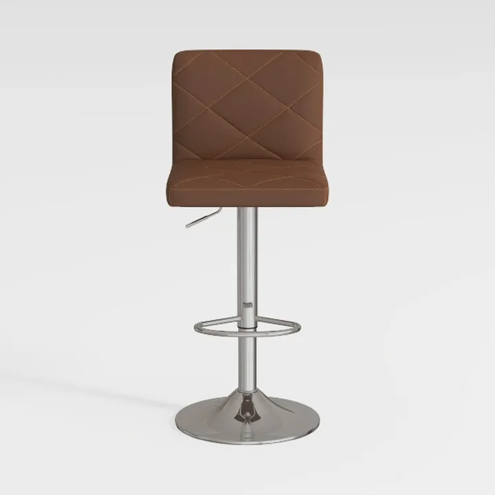 Modern Brown Faux Leather Adjustable Bar Stool 3D Model
