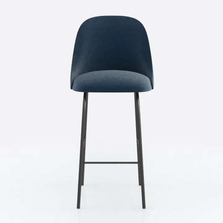 Modern Navy Fabric Upholstered Metal Bar Stool 3D Model