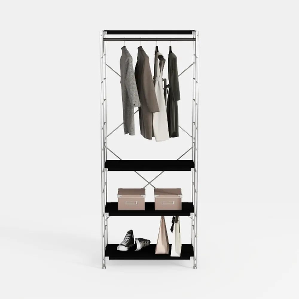 Heavy Duty Coat Rack with Storage Basket Metal