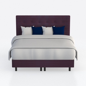 Minimalist Dark Walnut Upholstered King Bed With Button Tufted Headboard 3D Model